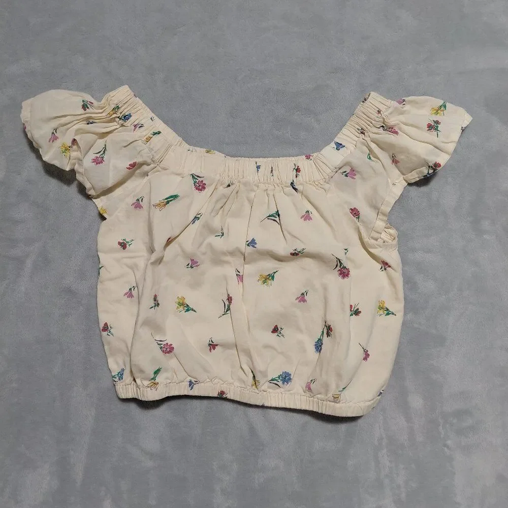 Gap Kids Yellow Mini Floral Flutter Top Elastic Neck & Waist Sz XL (12)